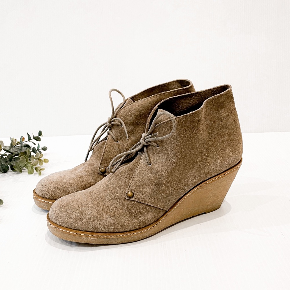 Lucky Brand Tan Suede Wedge Ankle Boot Size 10